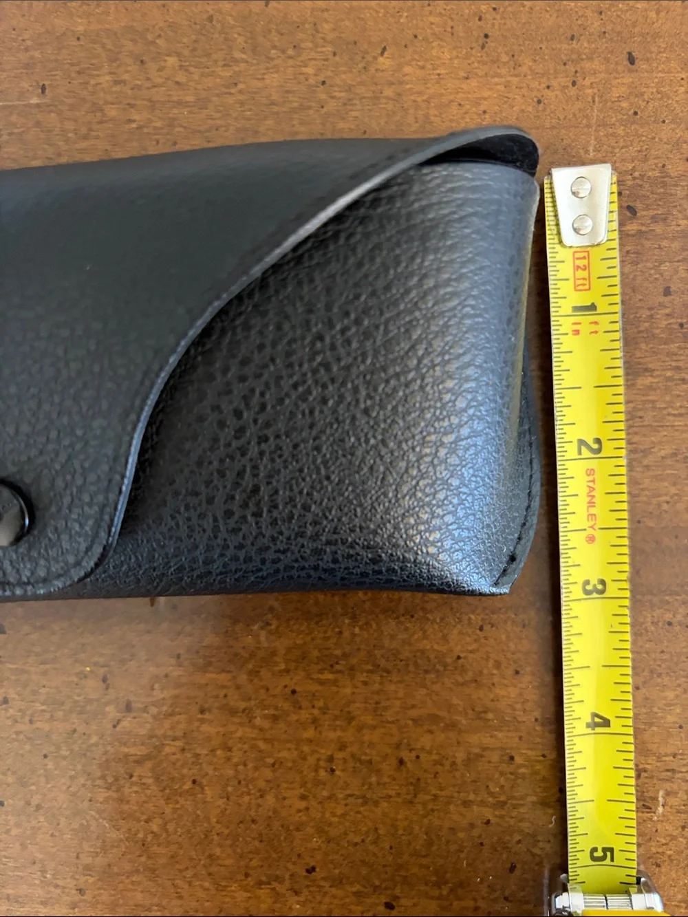 Ray-Ban Black Pebbled Leather Sunglasses Case Snap Close with Cleaning Cloth